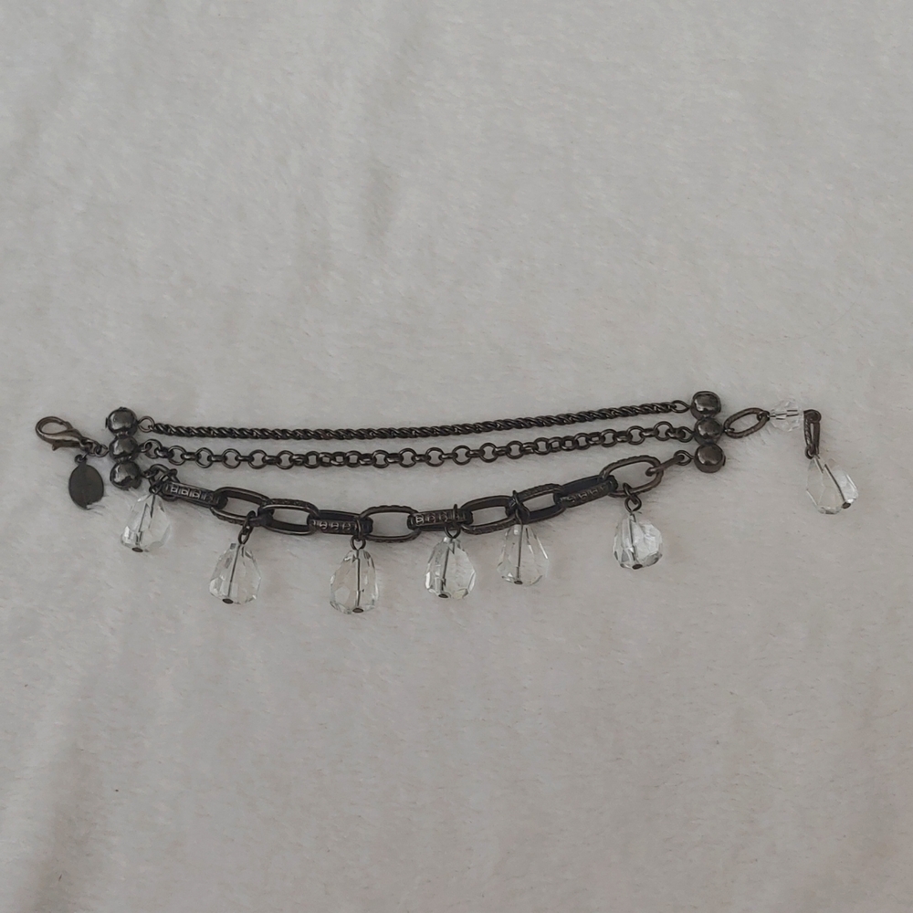 SALE: White House Black Market Triple Chain Bracelet with Dangling Crystals - Picture 4 of 7